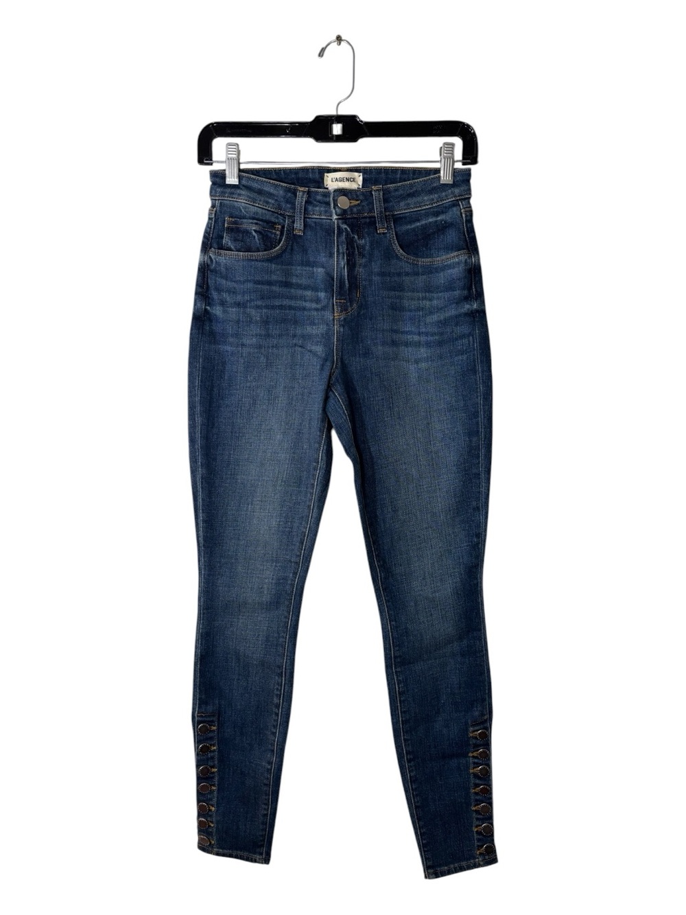 L’Agence Piper High Rise Skinny Jeans Classic Vintage Wash Dark Blue Size 24 - Picture 2 of 11